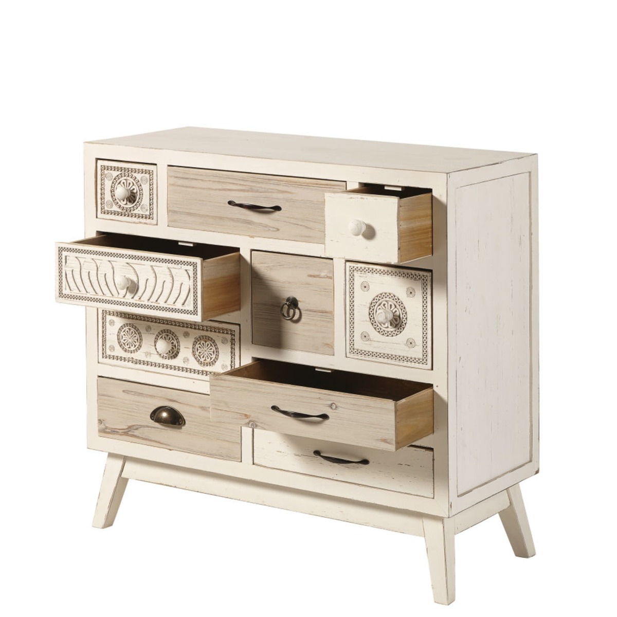 Aged Effect White Fir 10-Drawer Storage Cabinet Rumba – image 3