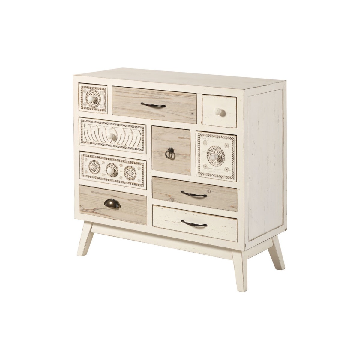 Aged Effect White Fir 10-Drawer Storage Cabinet Rumba – image 2