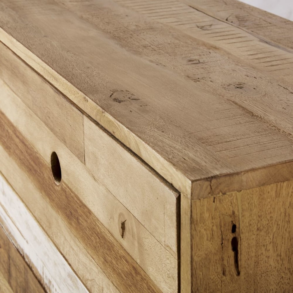 6-drawer slatted effect solid mango wood double chest of drawers Mazaro – image 3