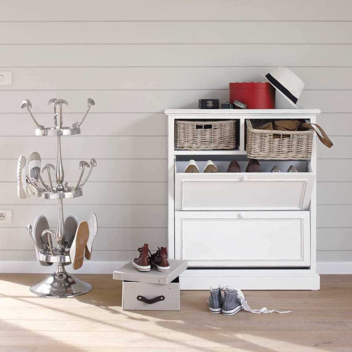 Shoe cabinet in white W 80cm Cottage – image 2