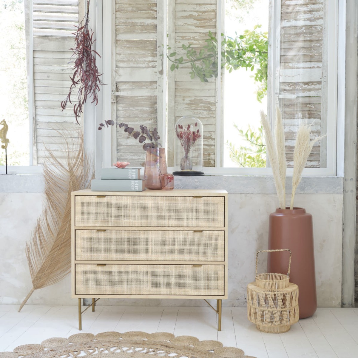3-Drawer Woven Rattan Chest of Drawers Solstice – image 2