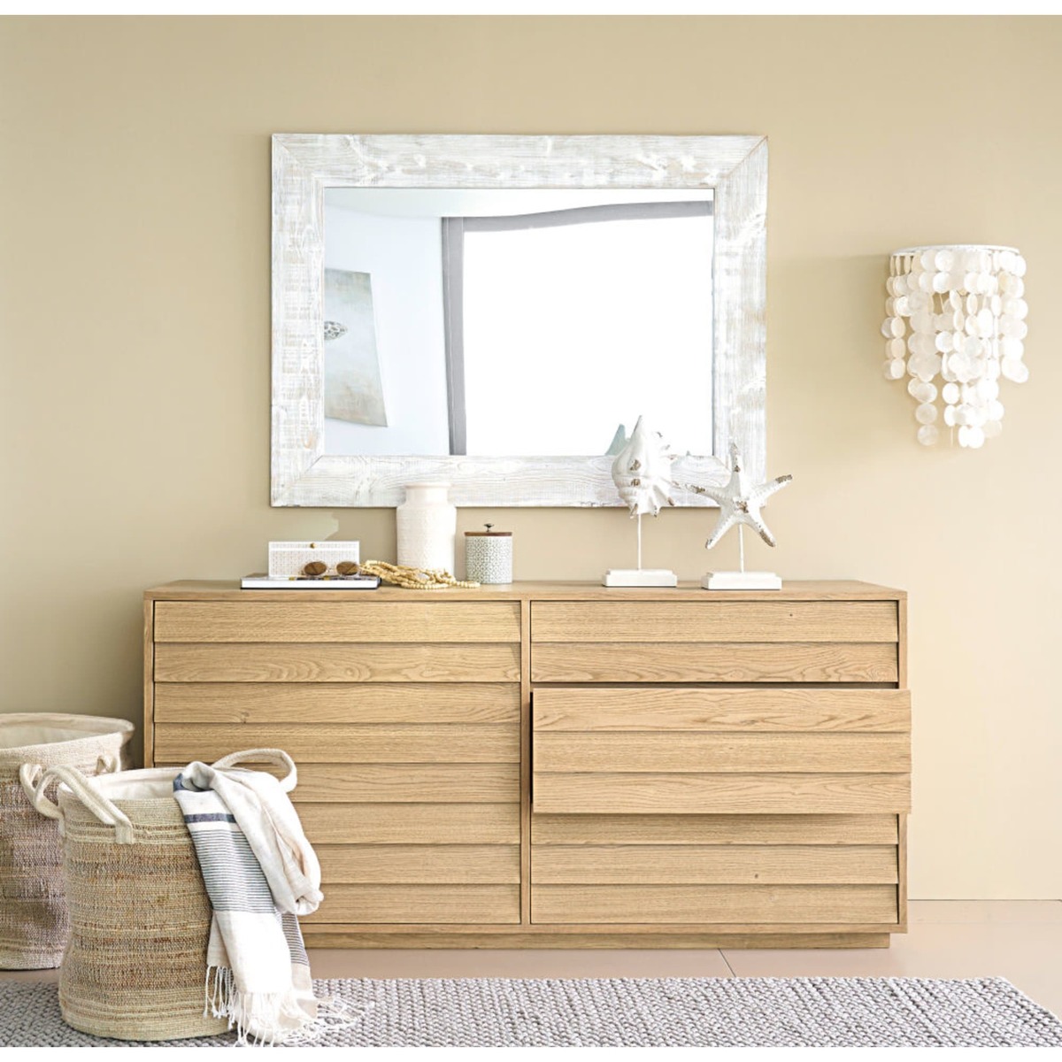 Double 6-Drawer Chest of Drawers Sand – image 5