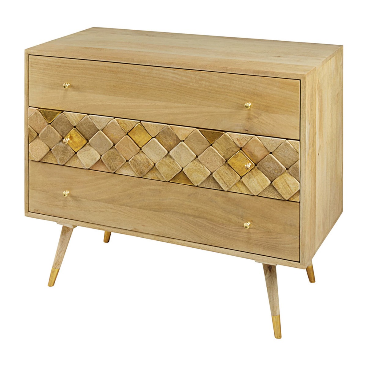 Solid mango wood 3-drawer chest Salome – image 2