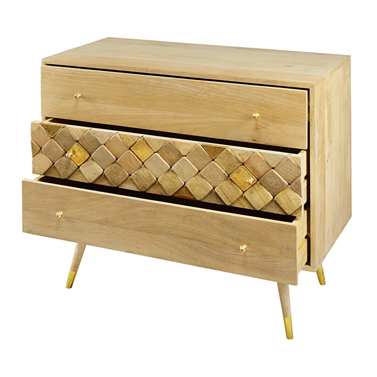 Solid mango wood 3-drawer chest Salome – image 3