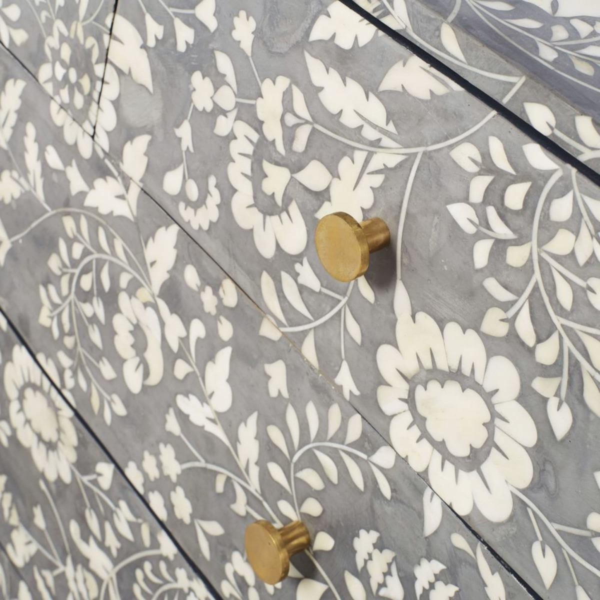3-drawer chest of drawers with grey floral print Gabriella – image 3