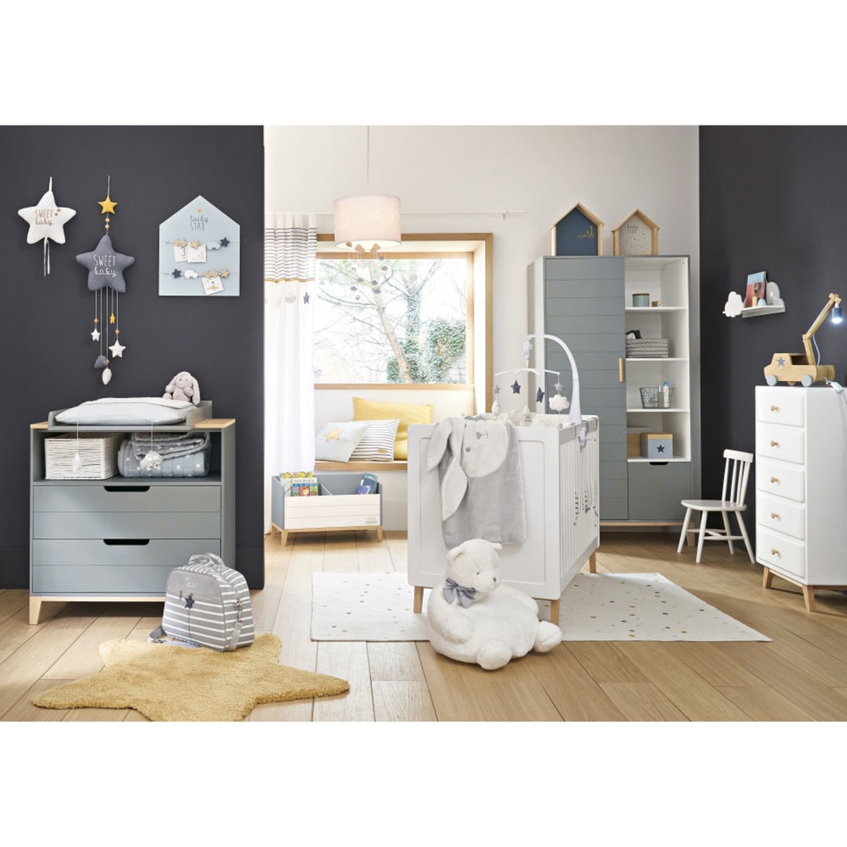 Grey-Blue Chest of 2 Drawers Gaspard – image 14