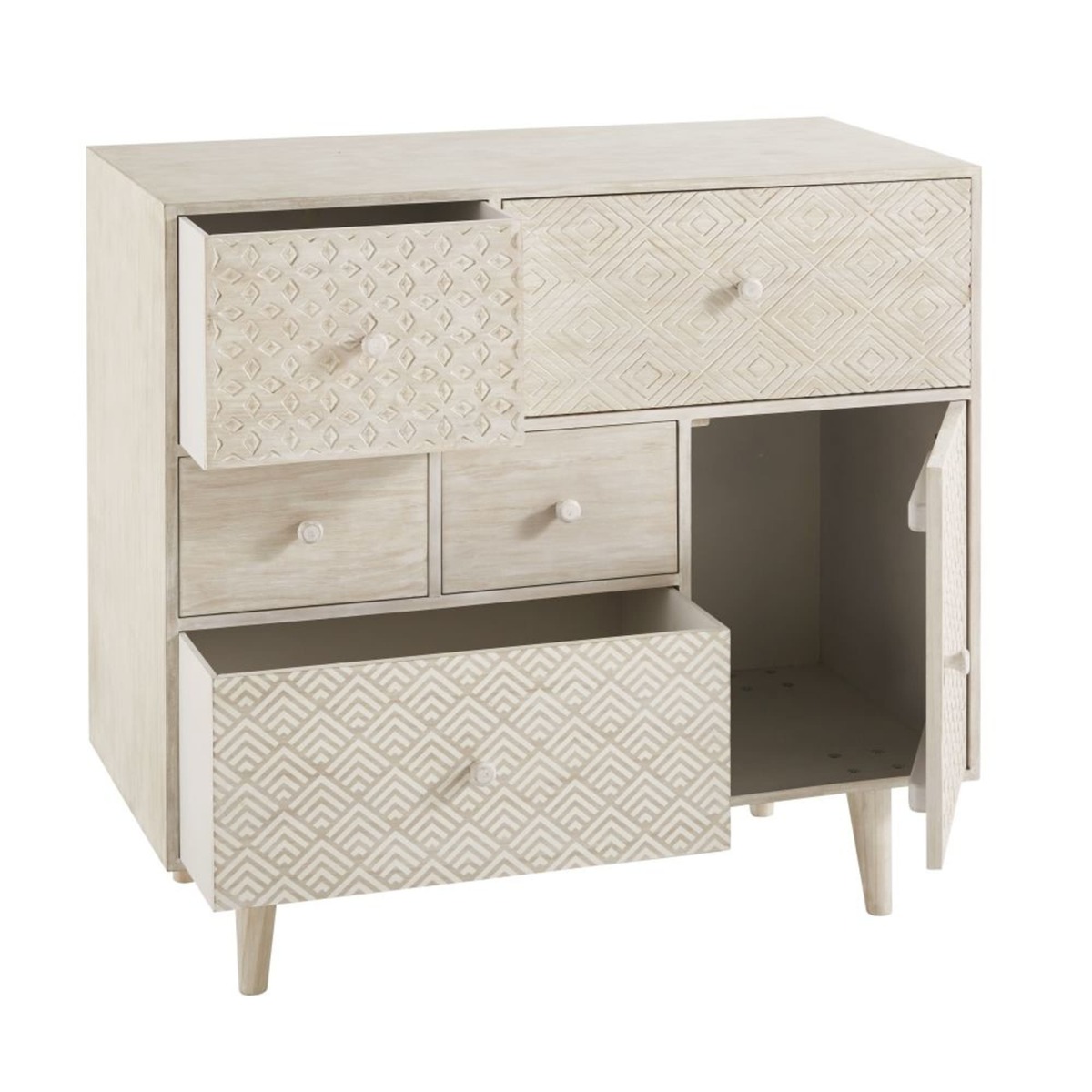 Off-White 5-Drawer 1-Door Storage Cabinet Zen Market – image 3