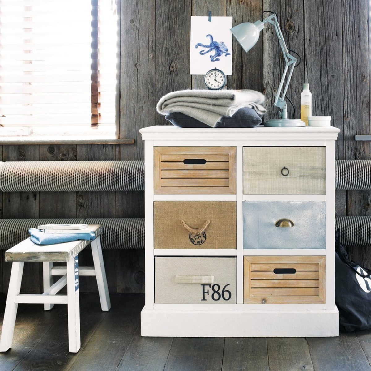 Storage Cabinet with 6 drawers in white Ouessant – image 2