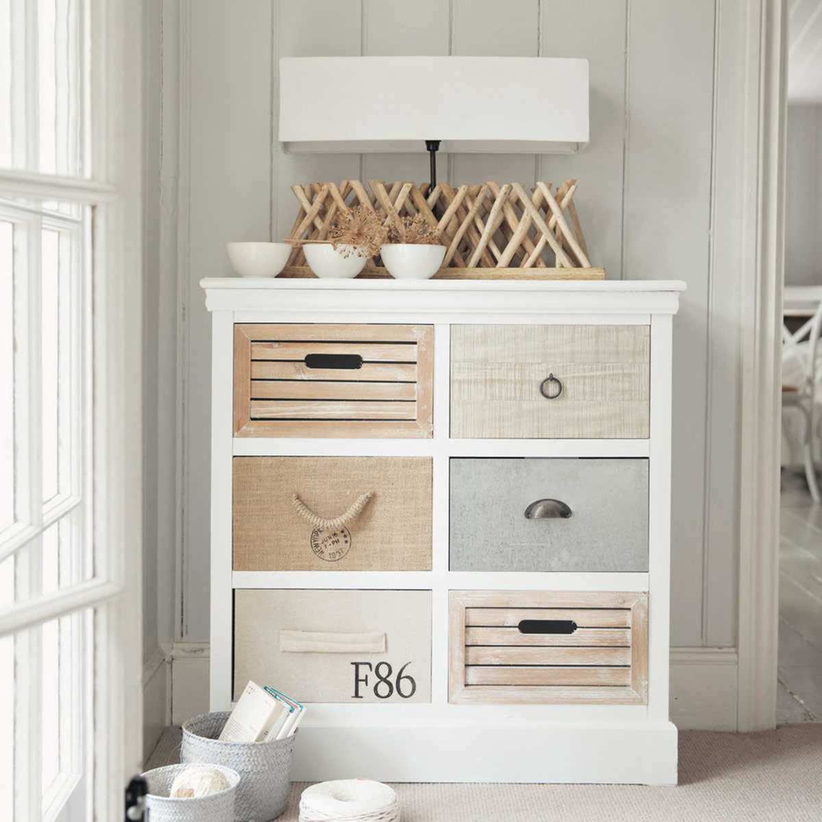 Storage Cabinet with 6 drawers in white Ouessant – image 3