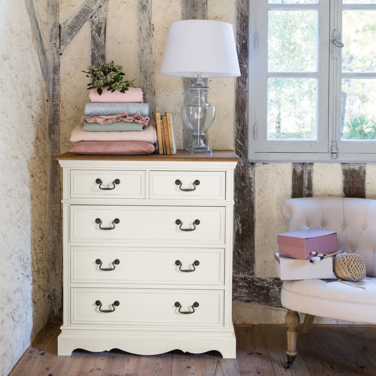 5-Drawer Chest in Cream Léontine – image 4
