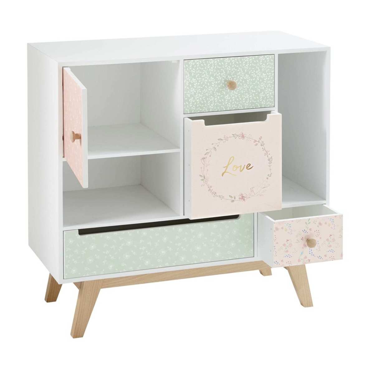 Children's Vintage 1-Door 4-Drawer Storage Cabinet Bucolique – image 3