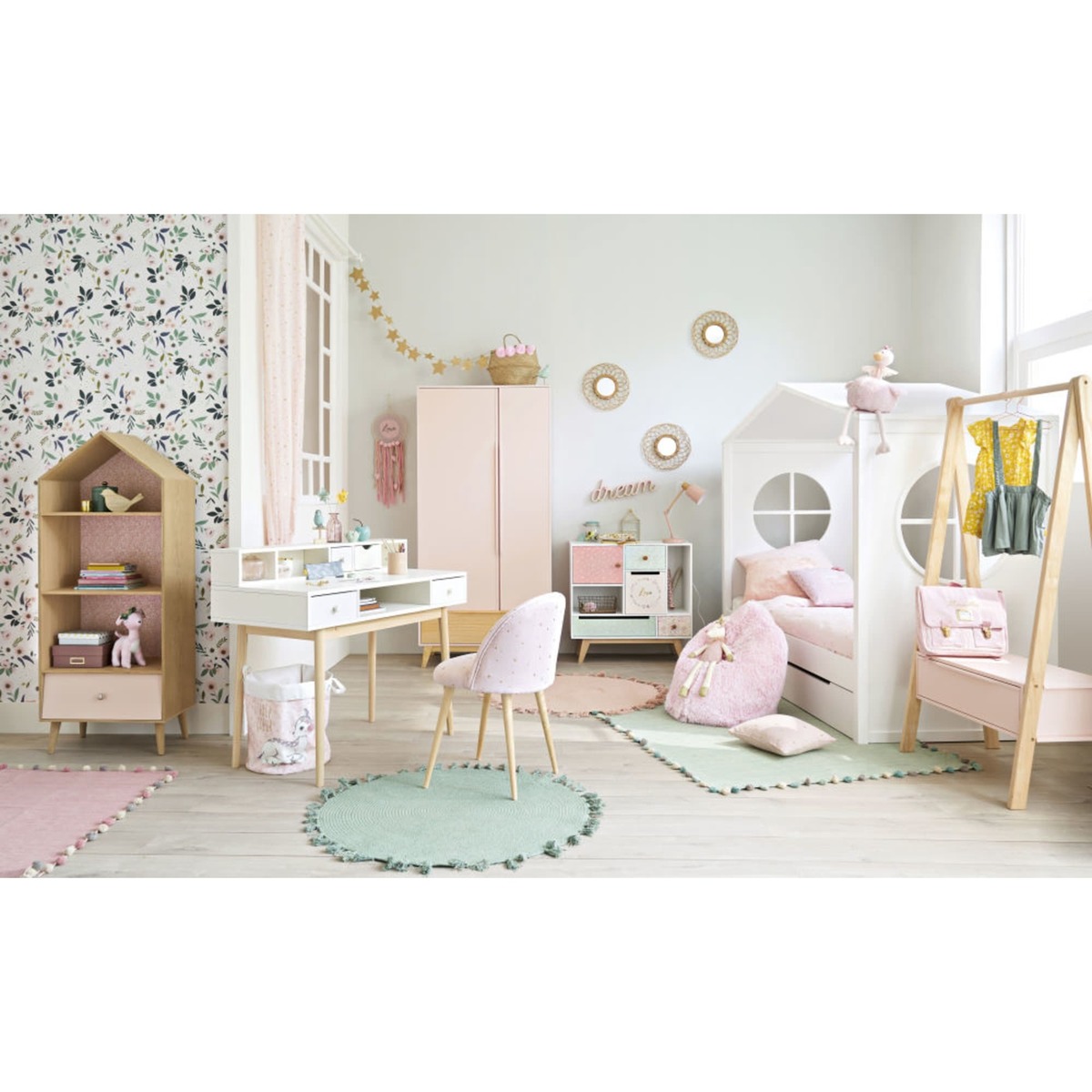Children's Vintage 1-Door 4-Drawer Storage Cabinet Bucolique – image 9