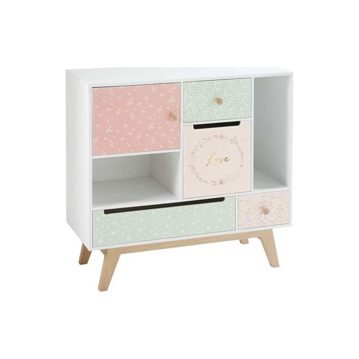 Children's Vintage 1-Door 4-Drawer Storage Cabinet Bucolique – image 2