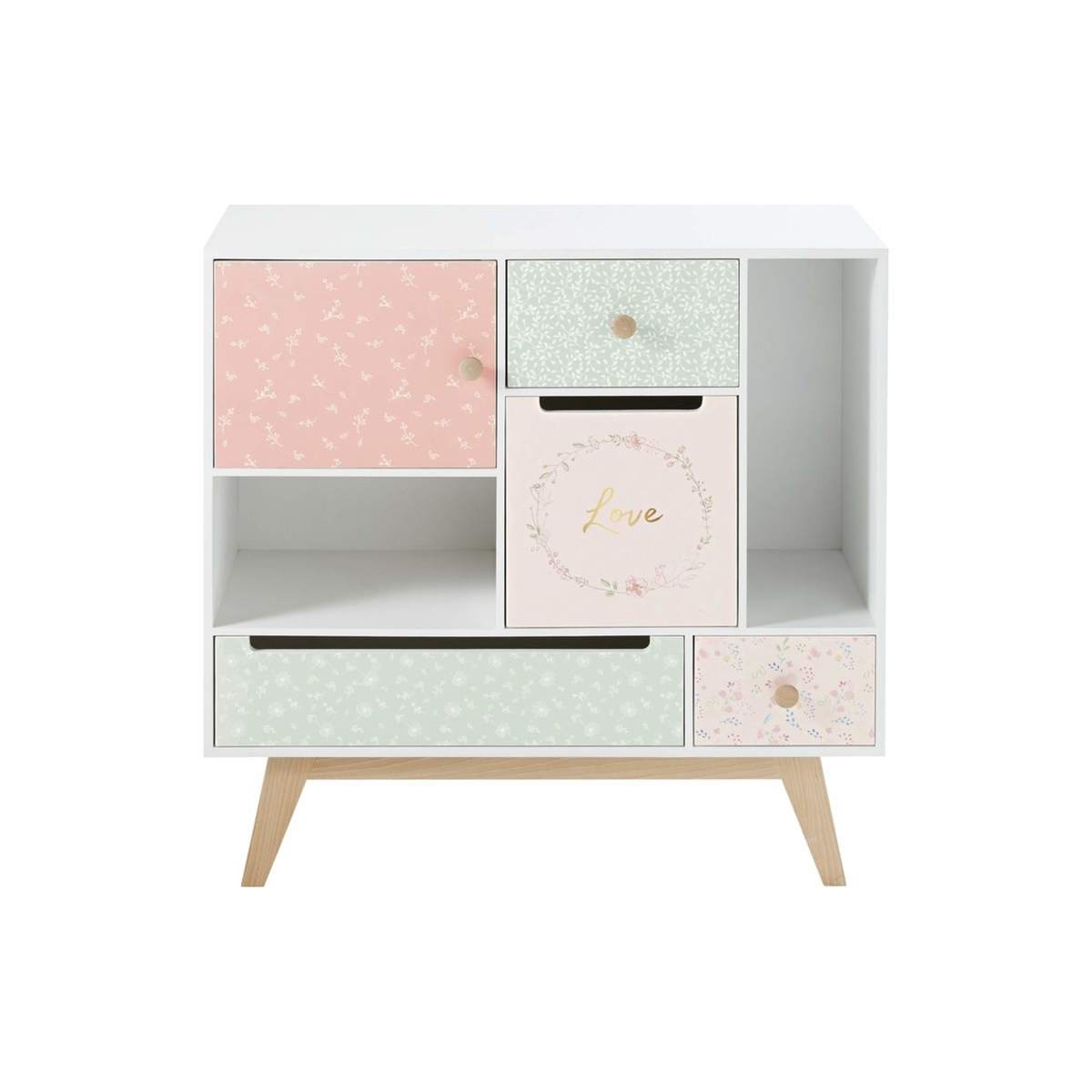 Children's Vintage 1-Door 4-Drawer Storage Cabinet Bucolique – image 1