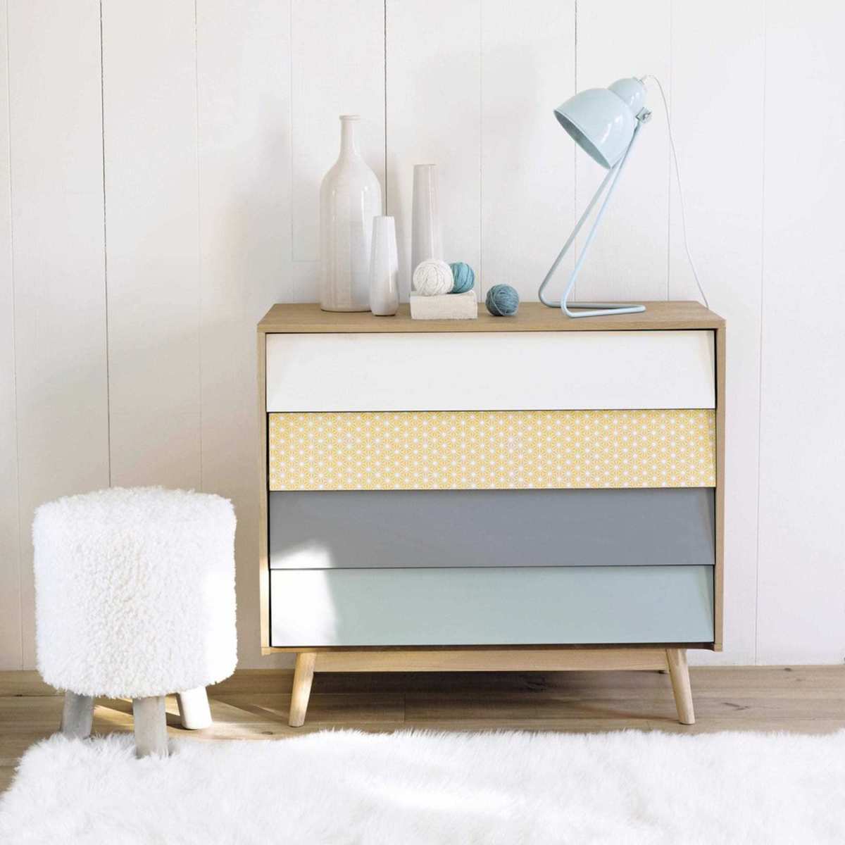 Vintage Multicoloured 4-Drawer Chest Fjord – image 3
