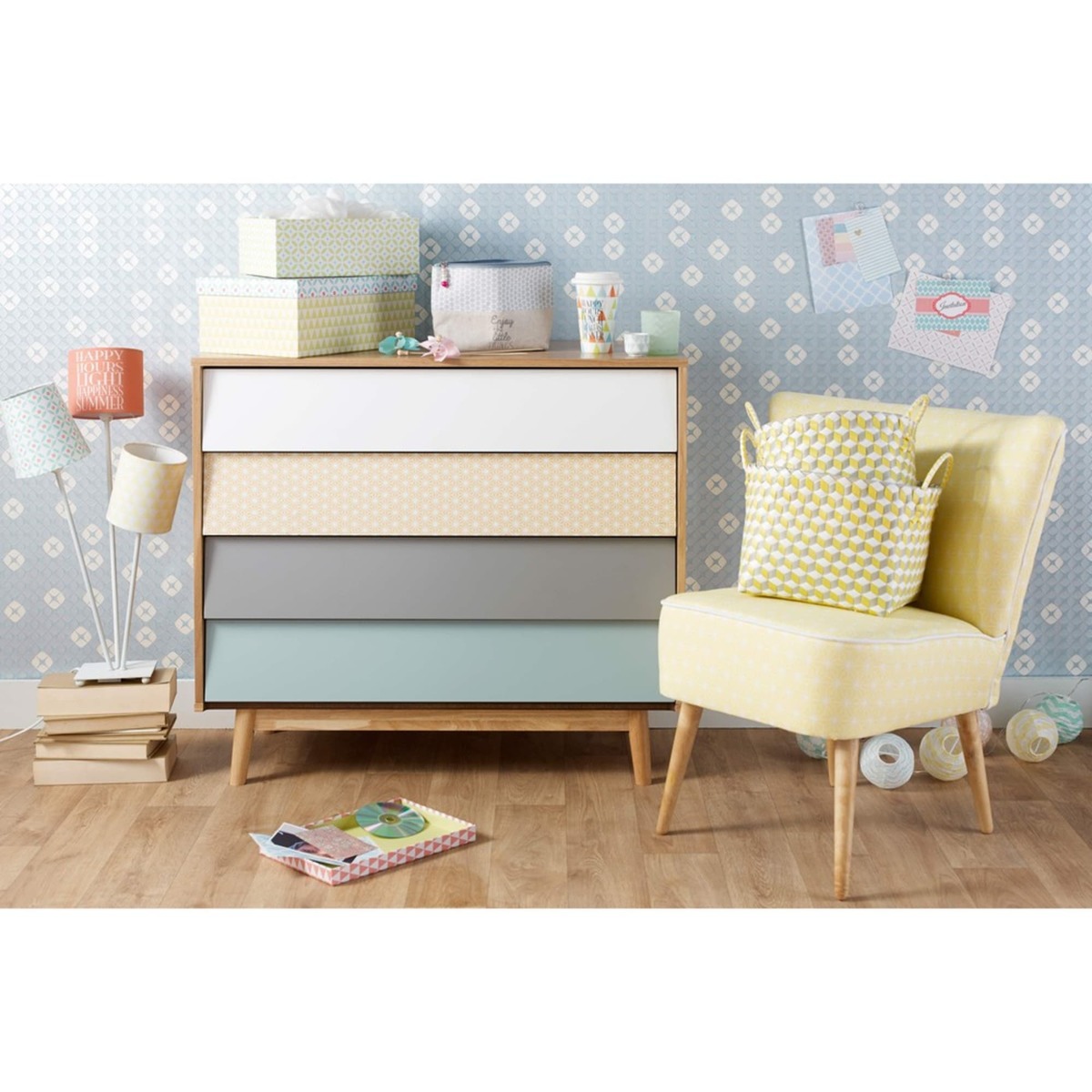 Vintage Multicoloured 4-Drawer Chest Fjord – image 4