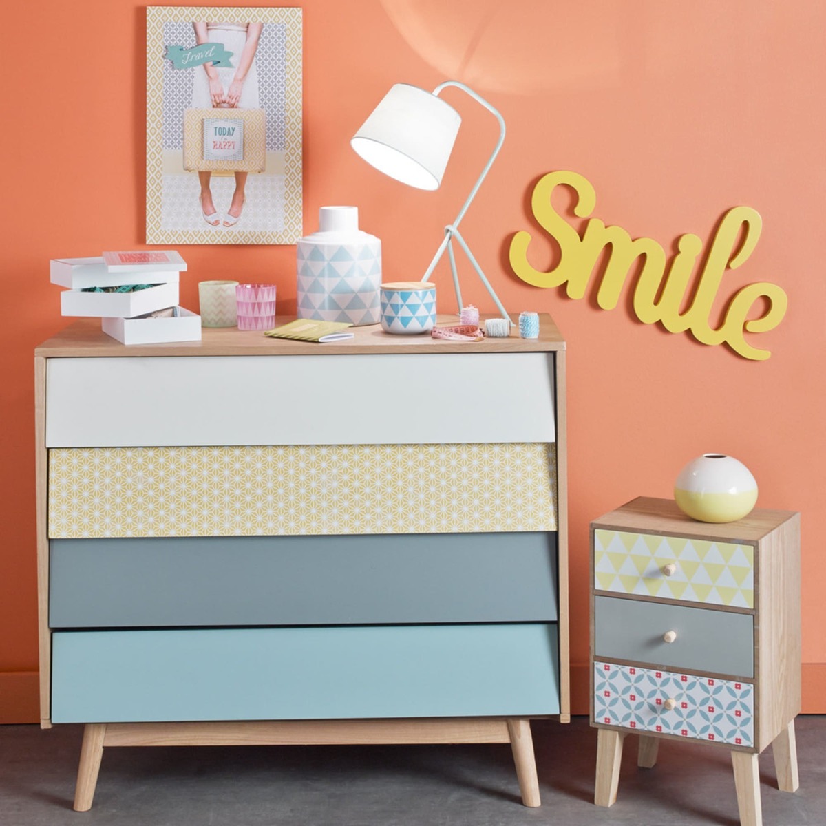 Vintage Multicoloured 4-Drawer Chest Fjord – image 5