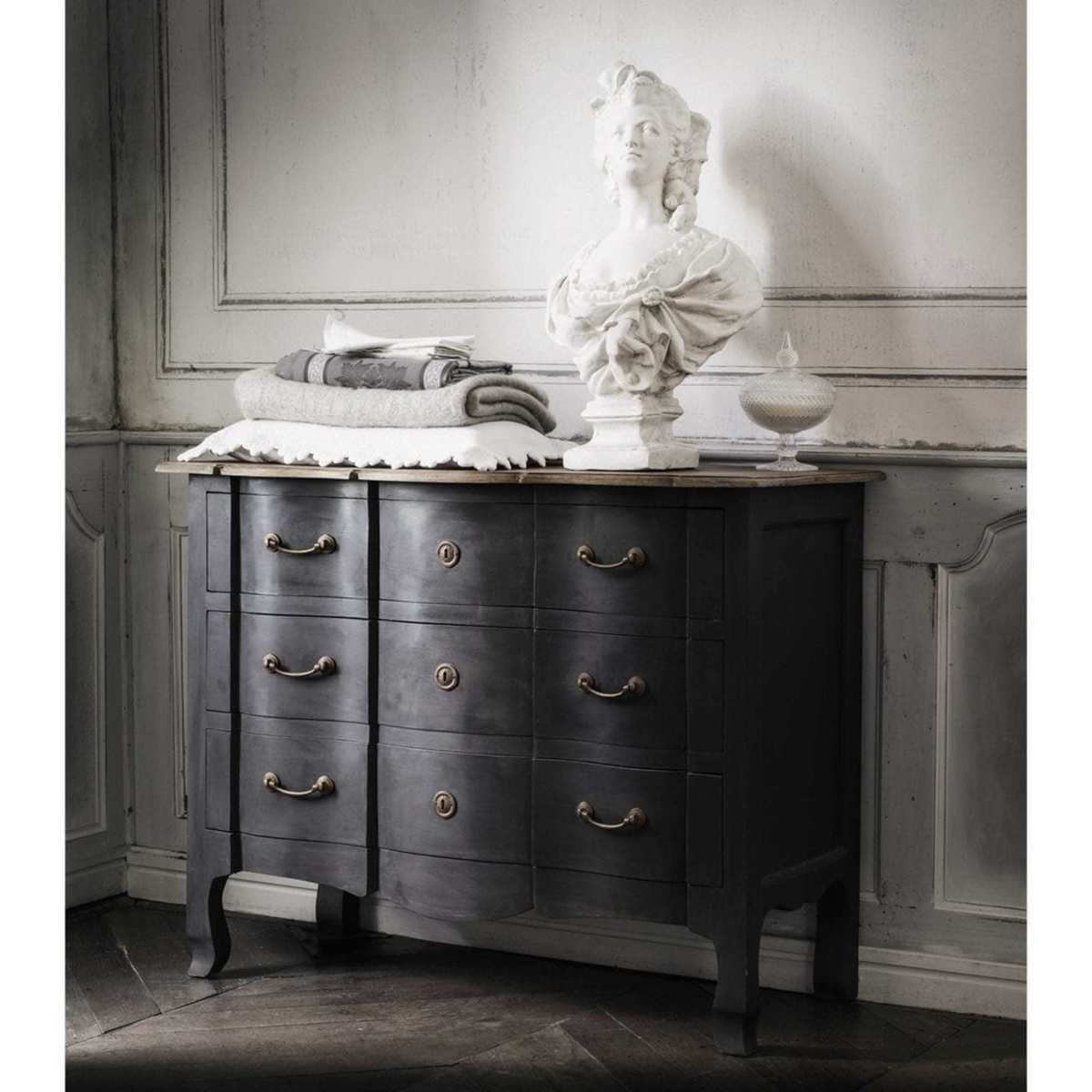 Mango wood and Acacia chest of drawers in grey Colette – image 7