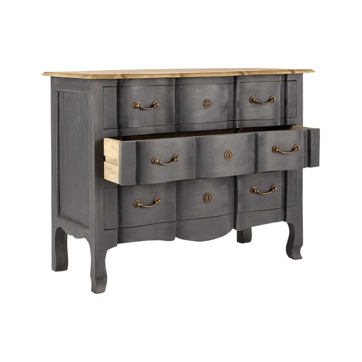 Mango wood and Acacia chest of drawers in grey Colette – image 2