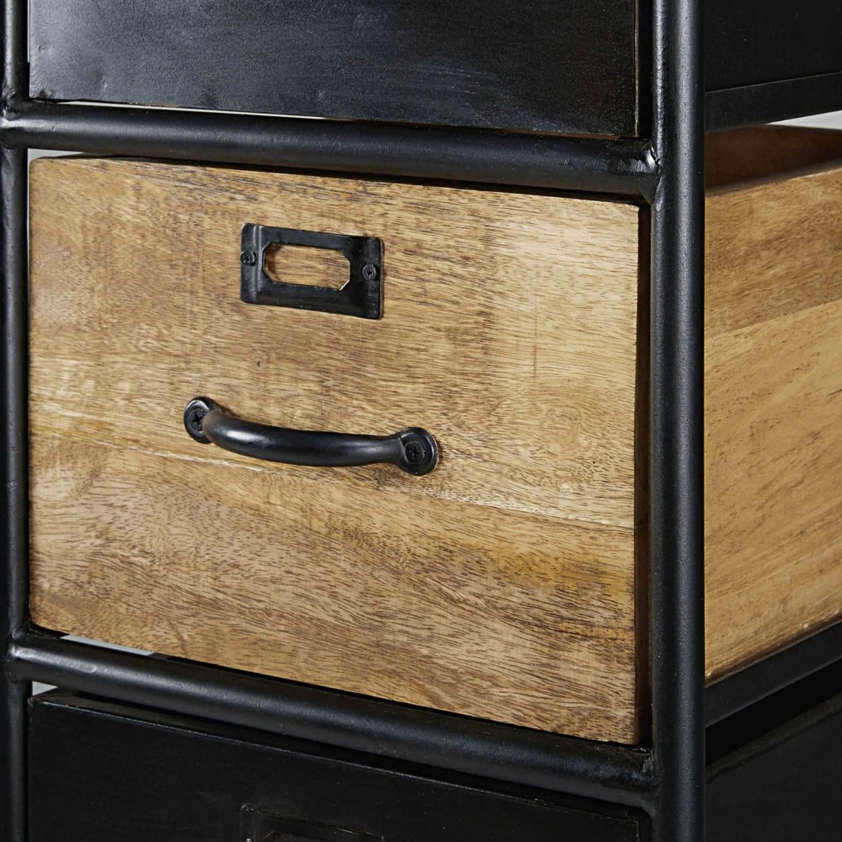 Mango wood and black metal 5-drawer storage cabinet Houston – image 3