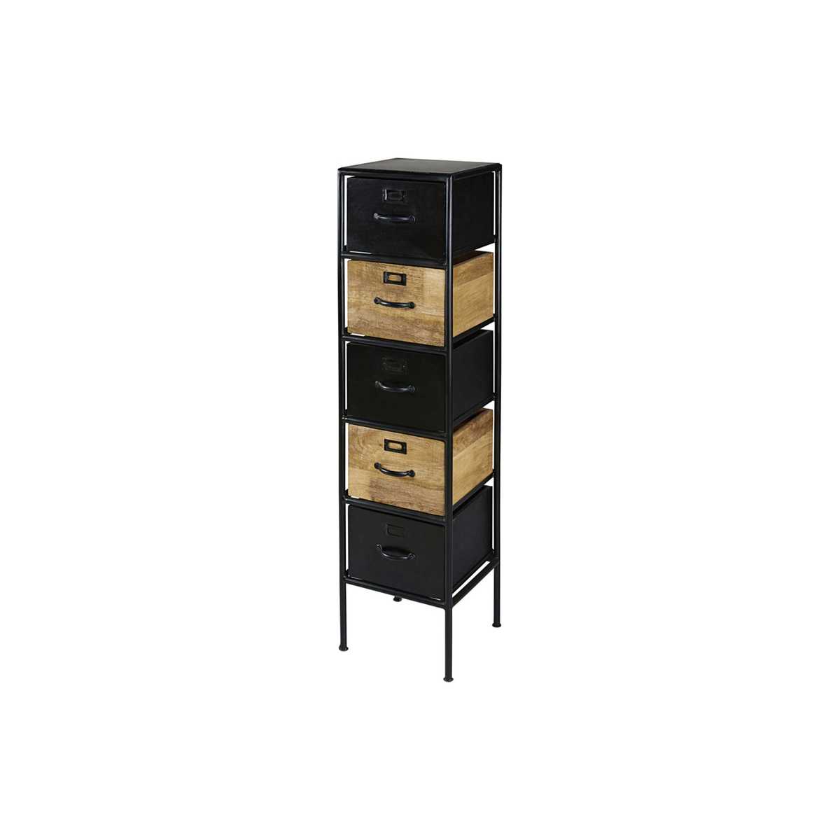 Mango wood and black metal 5-drawer storage cabinet Houston – image 2