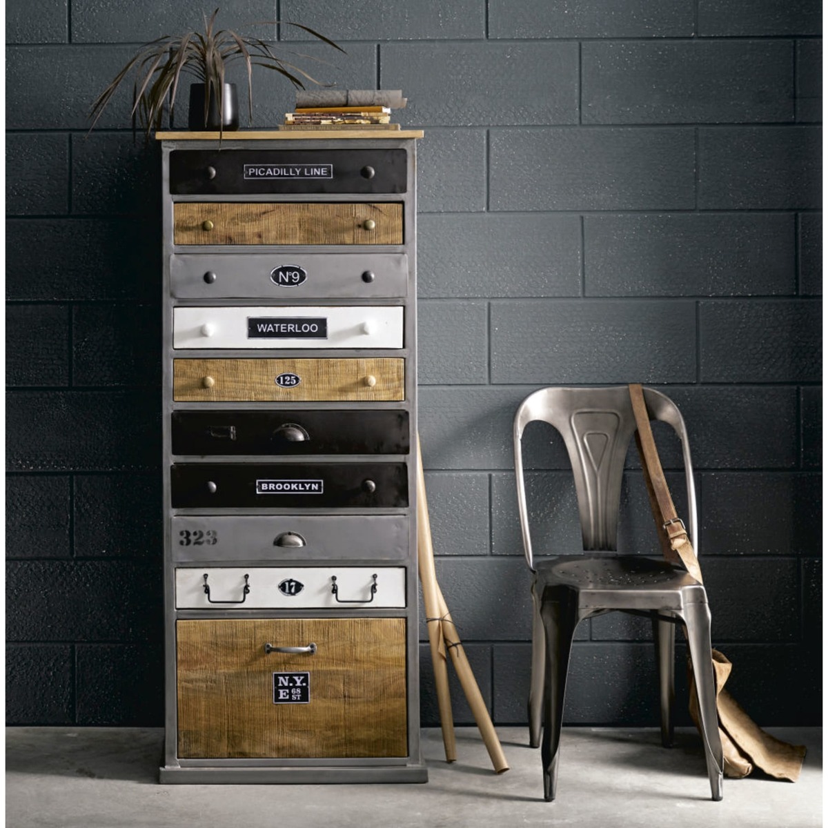 Distressed wood semainier chest W 59cm Lazare – image 2