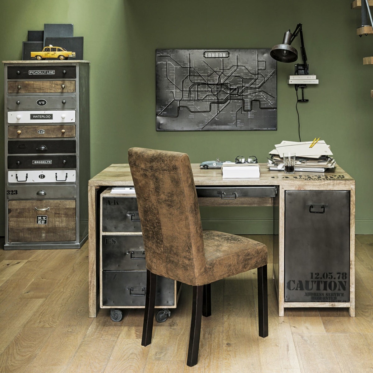 Distressed wood semainier chest W 59cm Lazare – image 3
