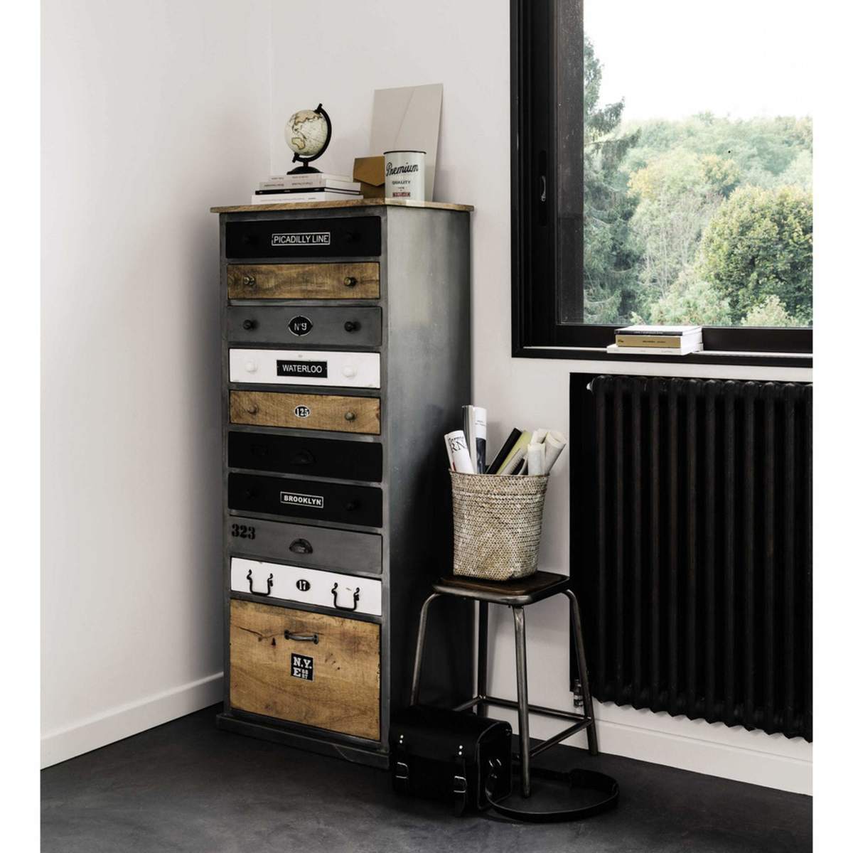 Distressed wood semainier chest W 59cm Lazare – image 7