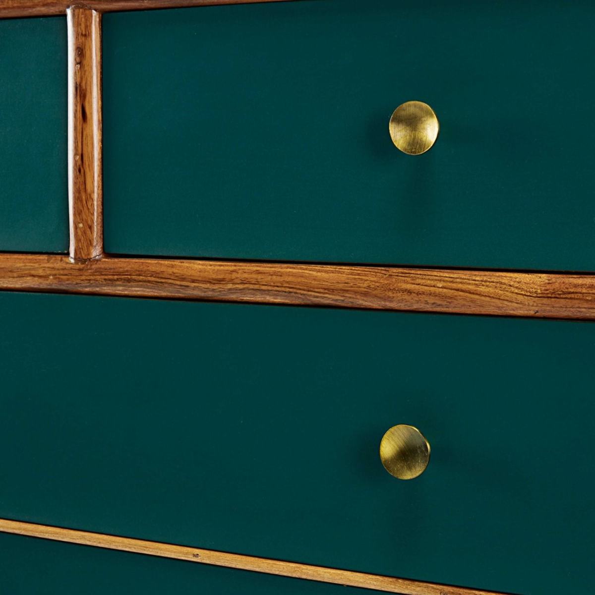 5-drawer chest of drawers in green solid acacia Ikat – image 6