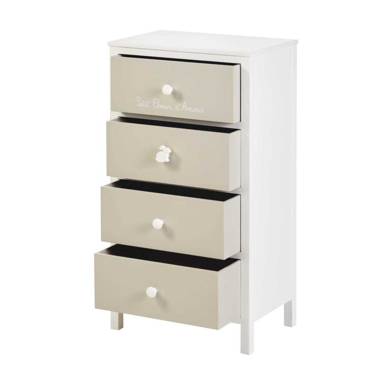 White and Taupe 4-Drawer Cupboard Bulle – image 3