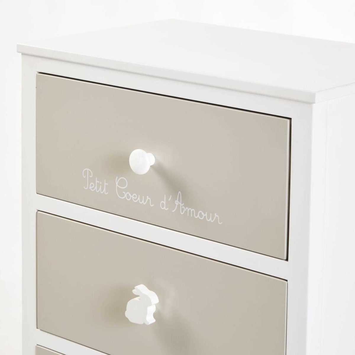 White and Taupe 4-Drawer Cupboard Bulle – image 4