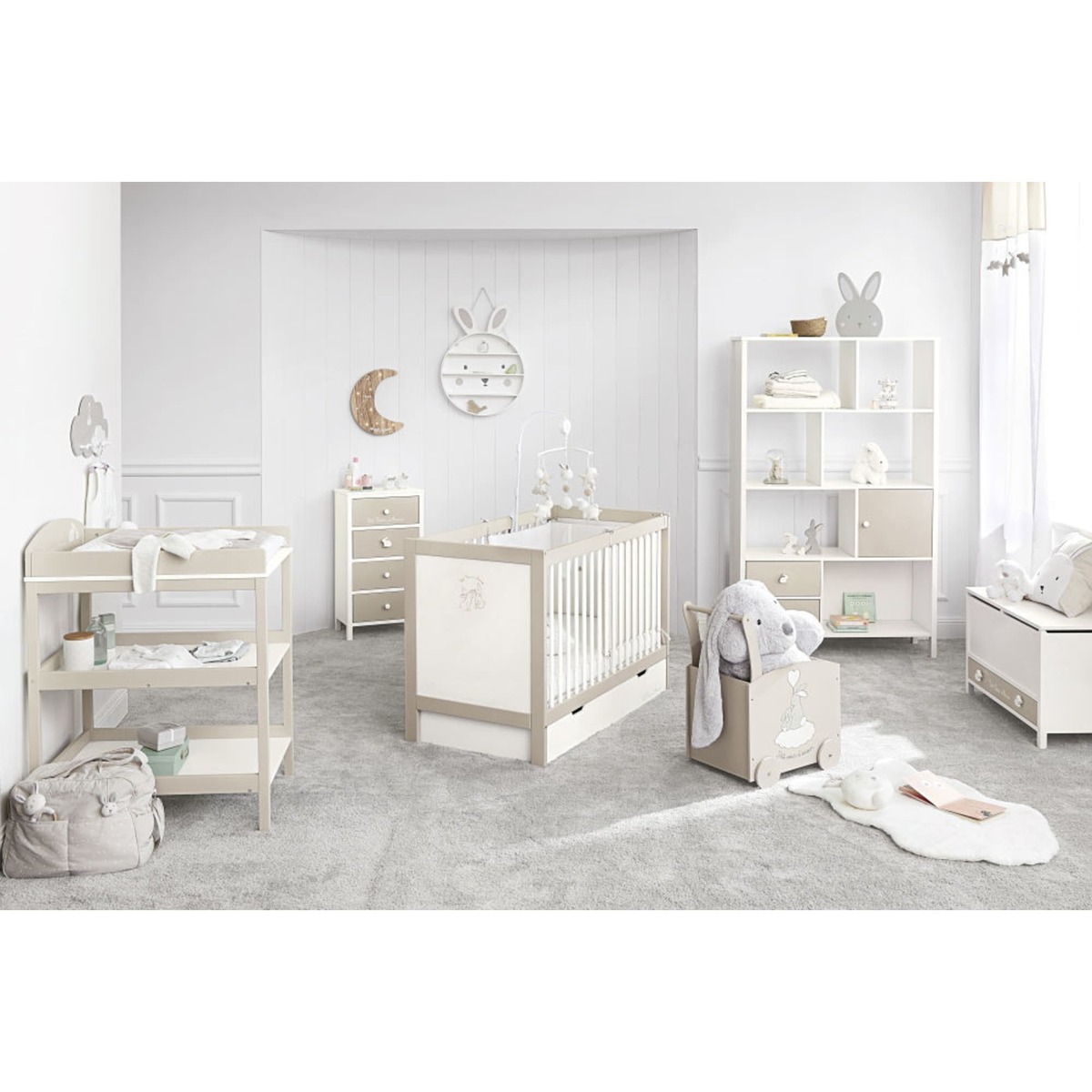 White and Taupe 4-Drawer Cupboard Bulle – image 5