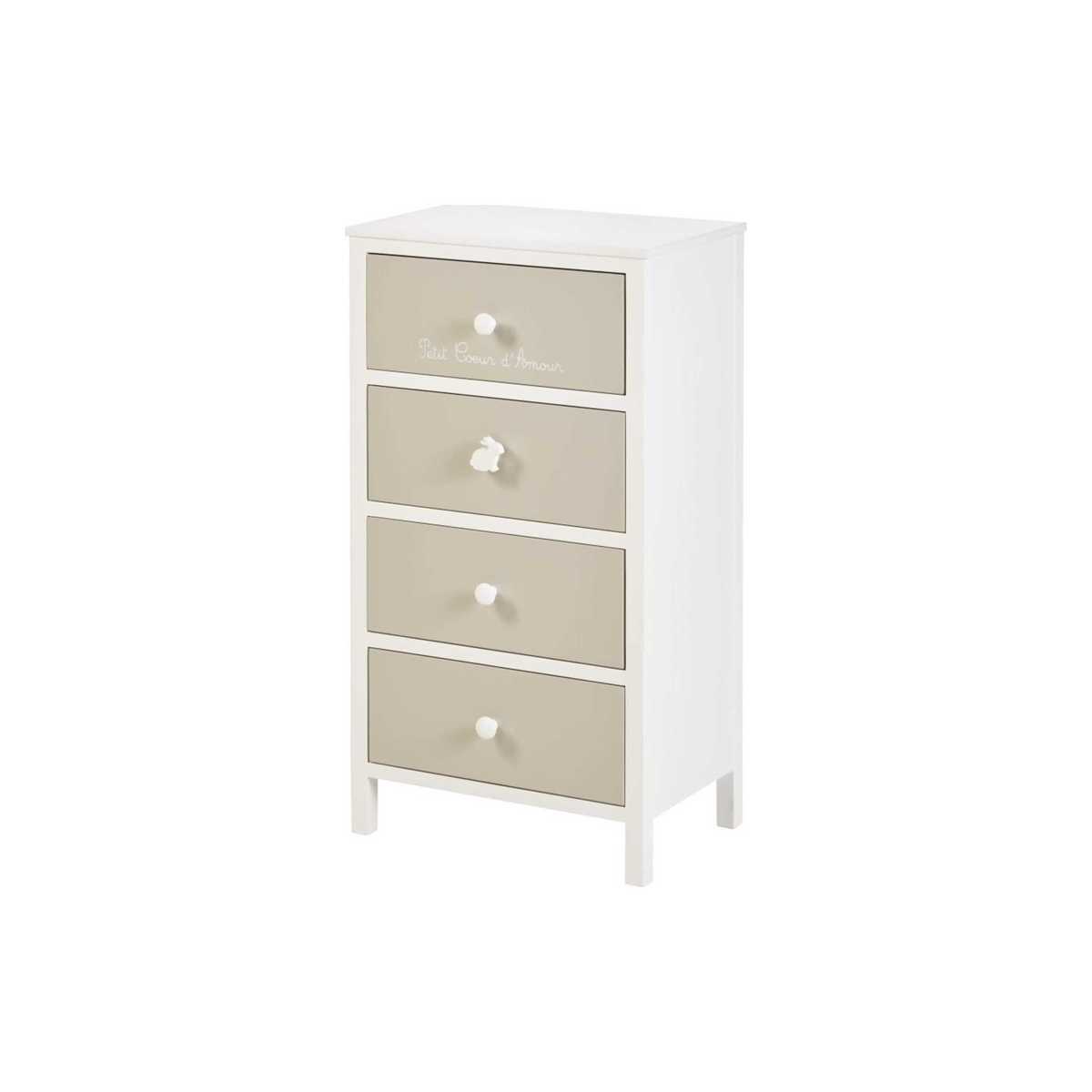 White and Taupe 4-Drawer Cupboard Bulle – image 2
