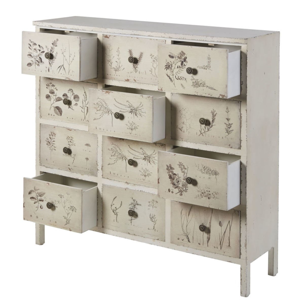 12-Drawer Storage Cabinet with Ivory Floral Print Herboriste – image 3
