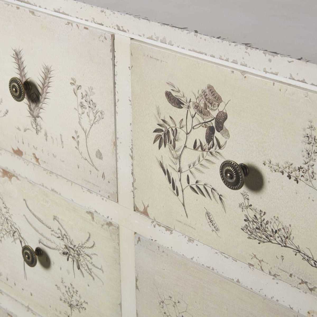12-Drawer Storage Cabinet with Ivory Floral Print Herboriste – image 5