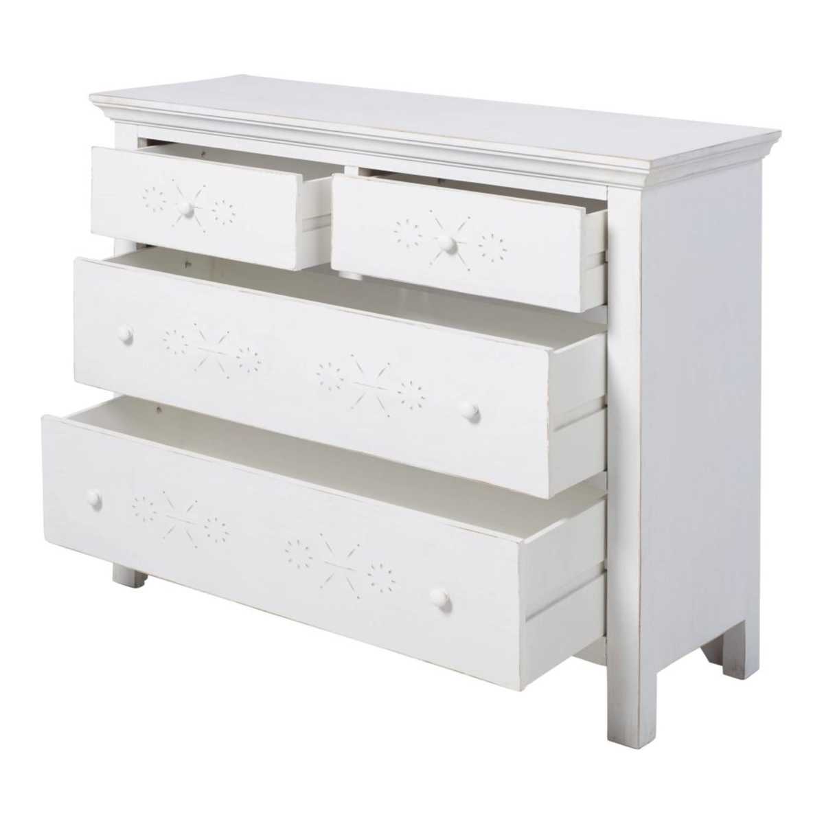 4-drawer aged effect white pine chest of drawers Bianca – image 2