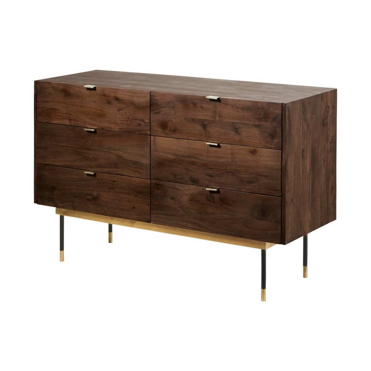Acacia and Metal Vintage-Style Double 6-Drawer Chest of Drawers Sterling – image 2