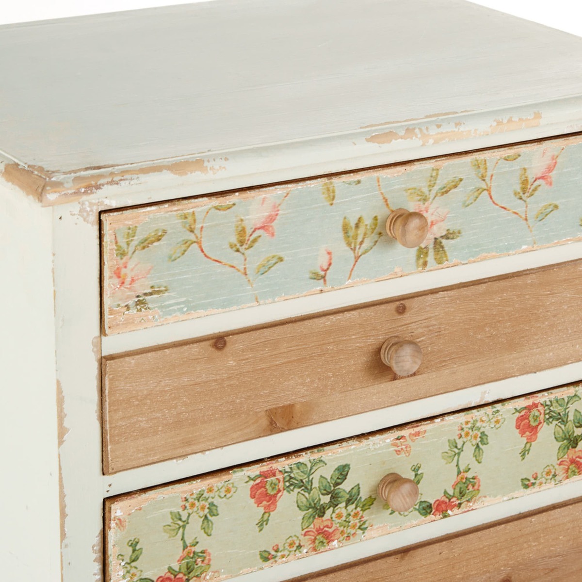 White 5-Drawer Chest with Floral Print Flora – image 4