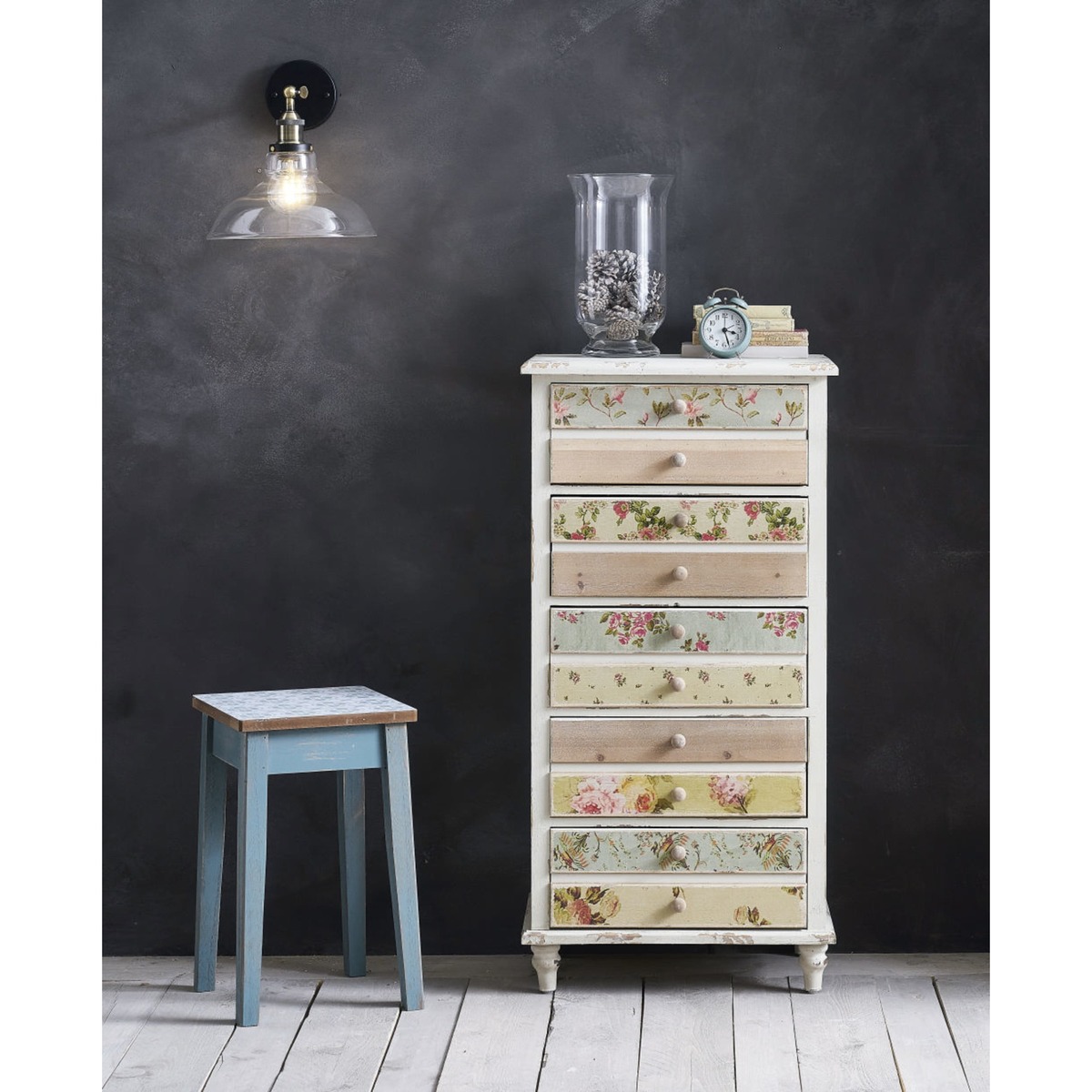 White 5-Drawer Chest with Floral Print Flora – image 6