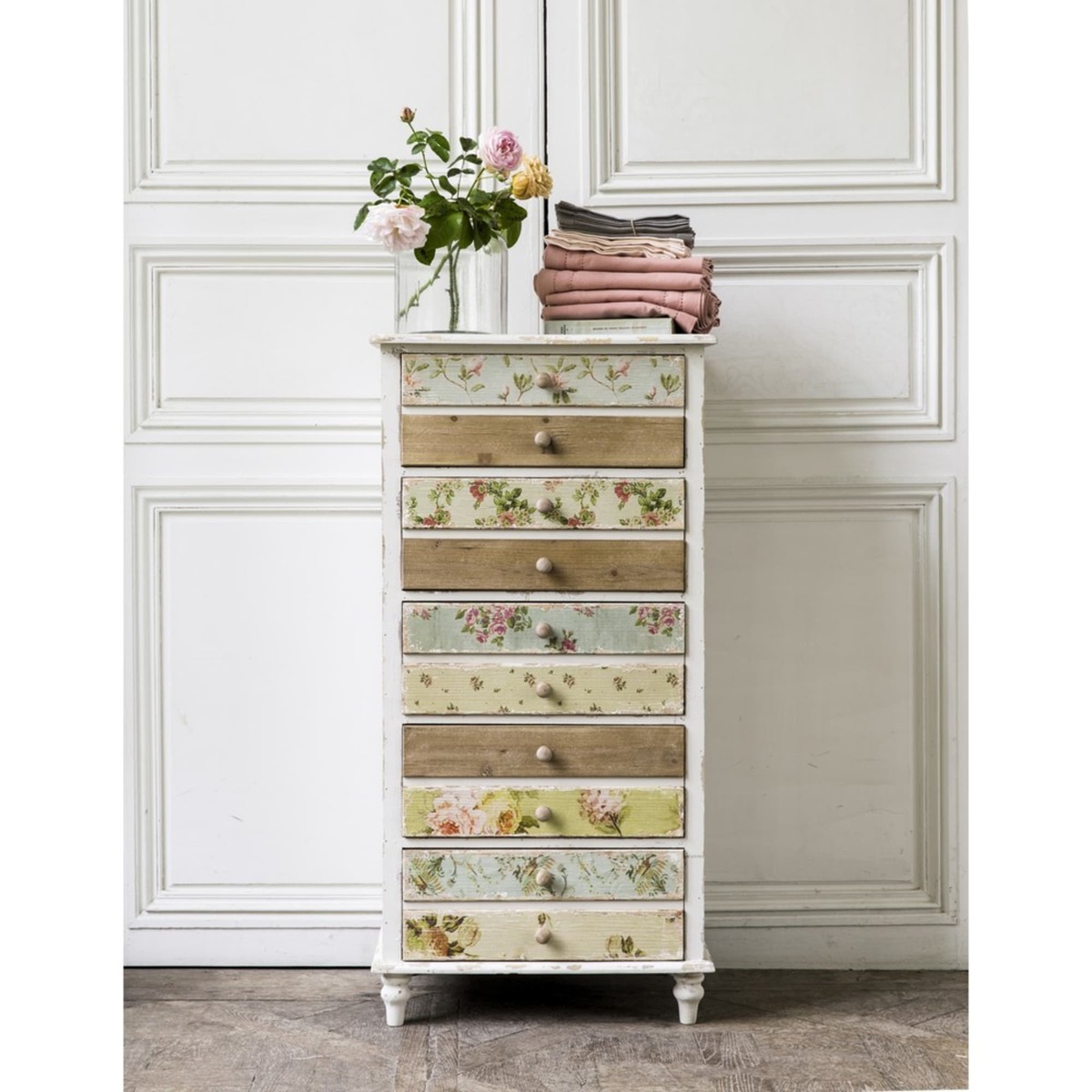 White 5-Drawer Chest with Floral Print Flora – image 7