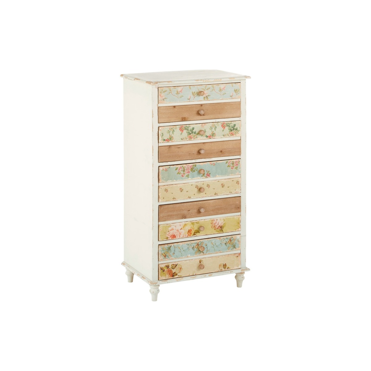 White 5-Drawer Chest with Floral Print Flora – image 2