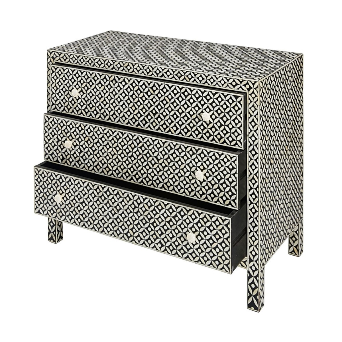 3-drawer chest of drawers in mango wood and bone inlay Baikal – image 3