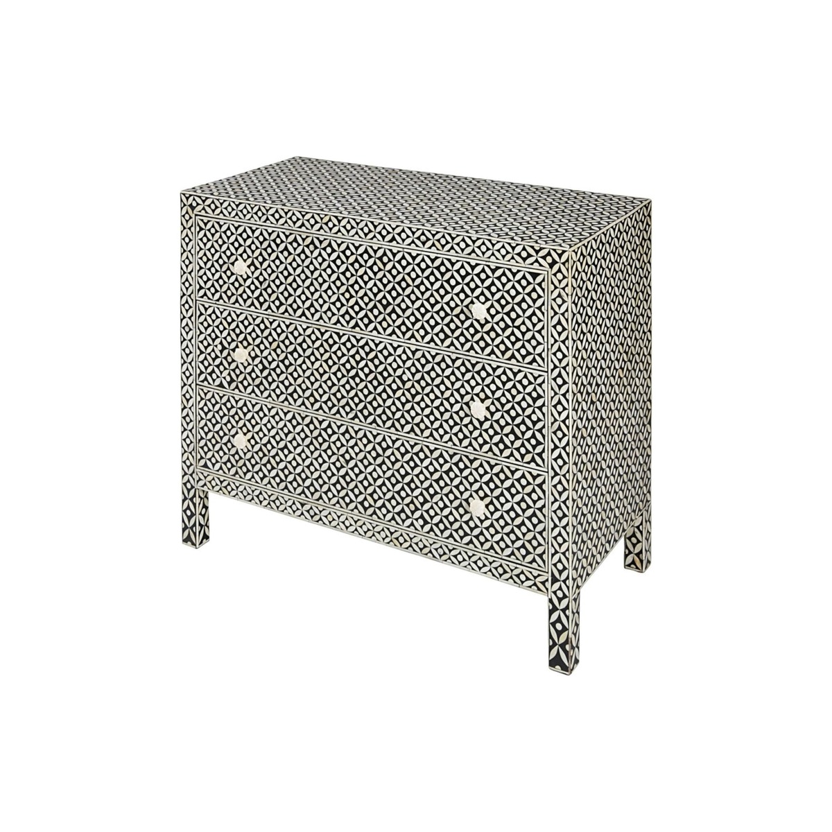 3-drawer chest of drawers in mango wood and bone inlay Baikal – image 2