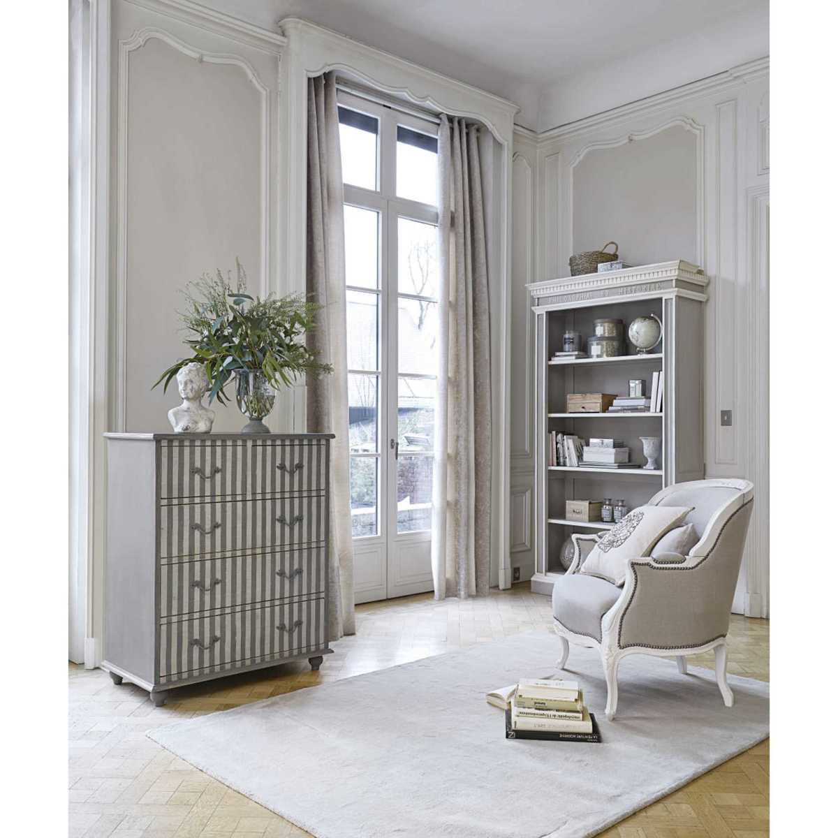 5-drawer recycled pine and birch chest of drawers with stripe motifs Solveig – image 2