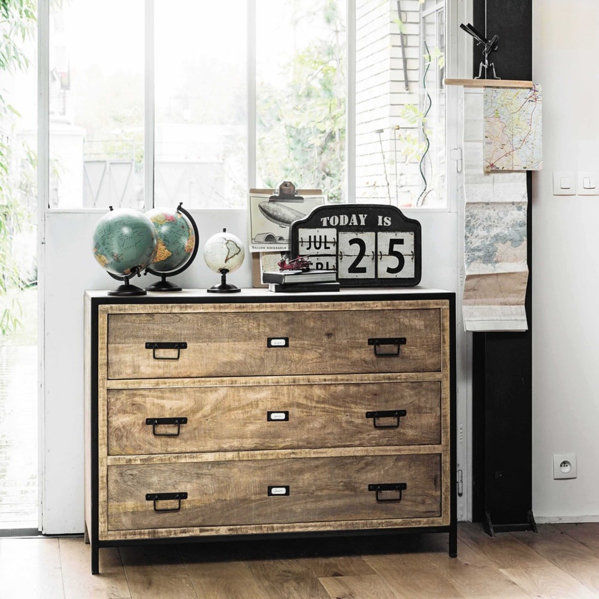 Solid Mango Wood and Metal Industrial Drawer Chest Manufacture – image 3