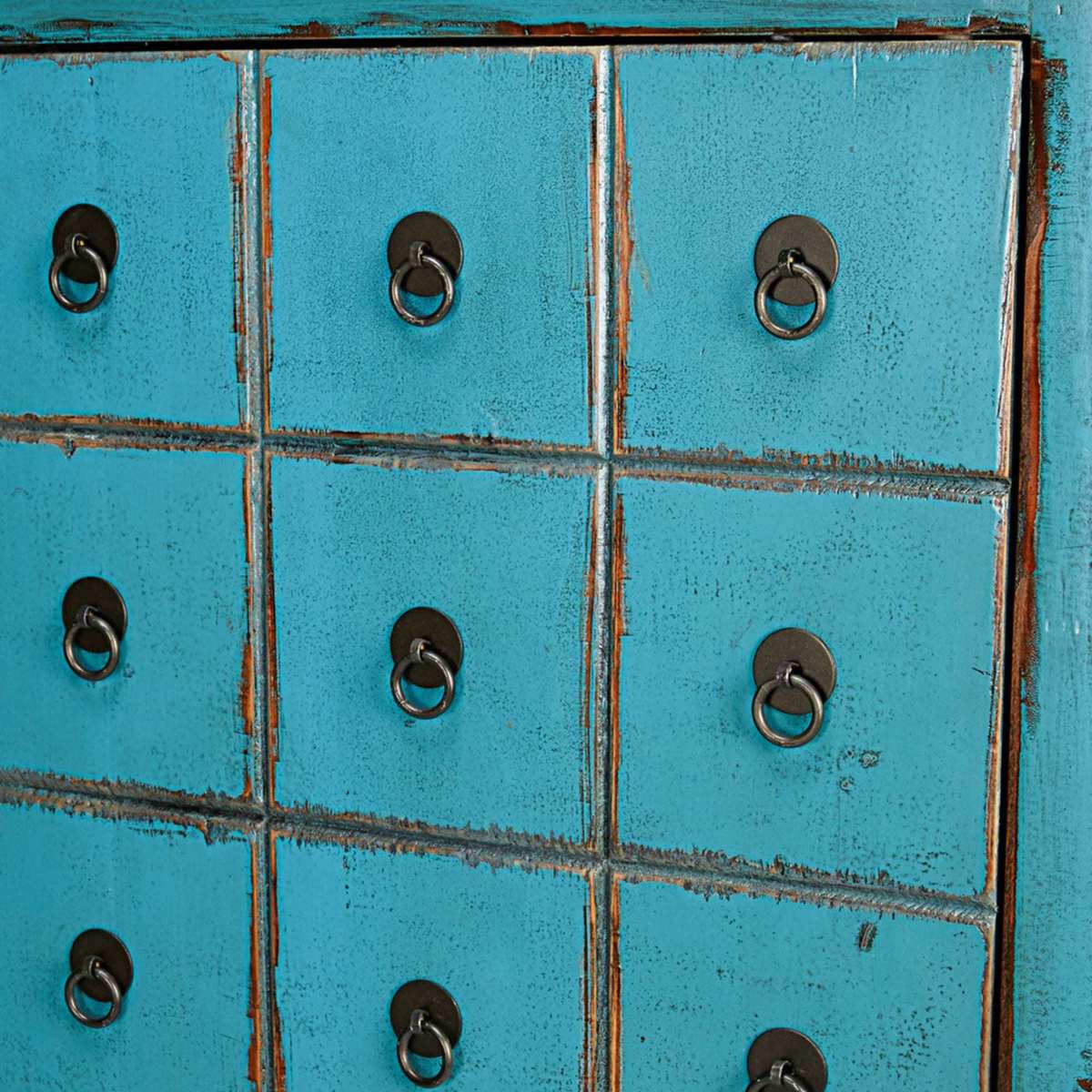 Antique blue pine 2-door, 2-drawer cabinet Baho – image 4