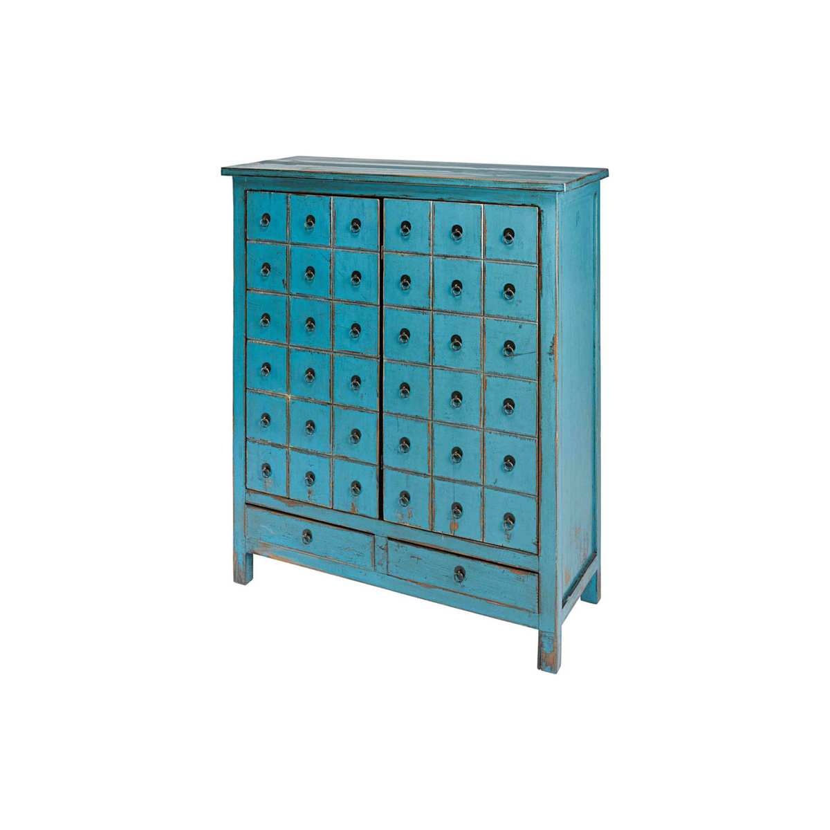 Antique blue pine 2-door, 2-drawer cabinet Baho – image 2