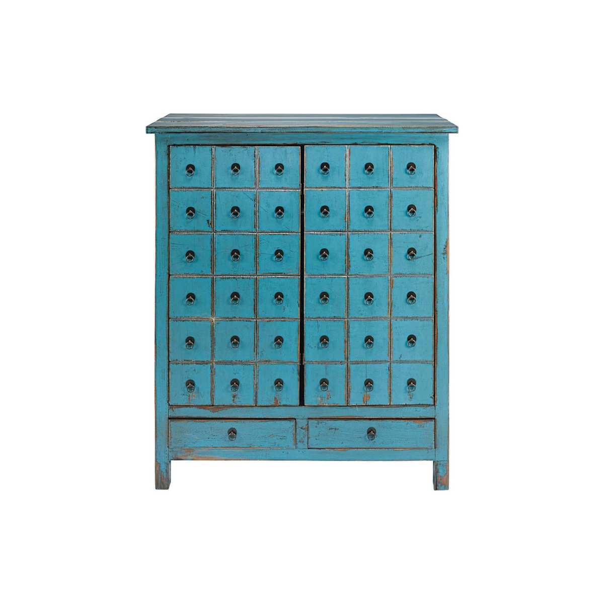 Antique blue pine 2-door, 2-drawer cabinet Baho – image 1