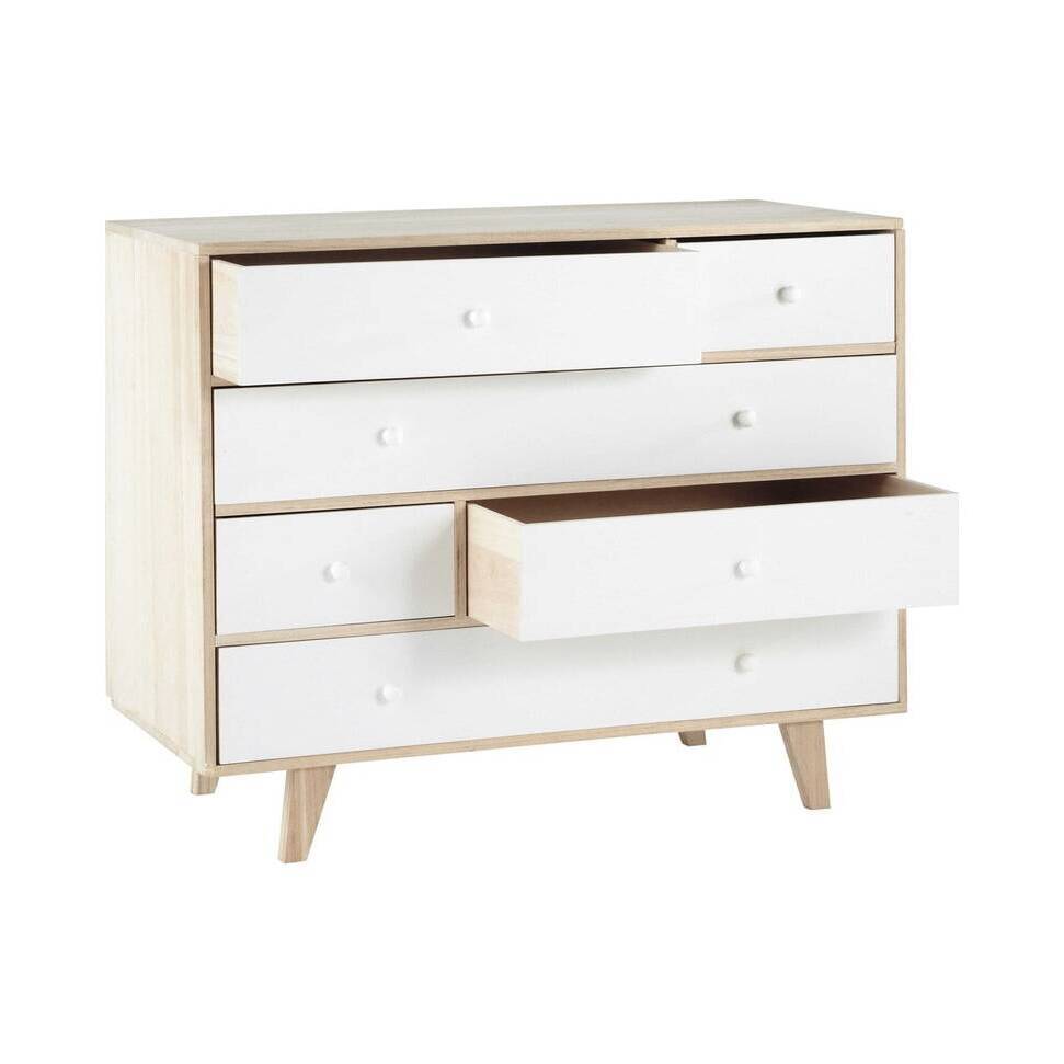Paulownia Wood Scandinavian 6-Drawer Chest in White – image 2