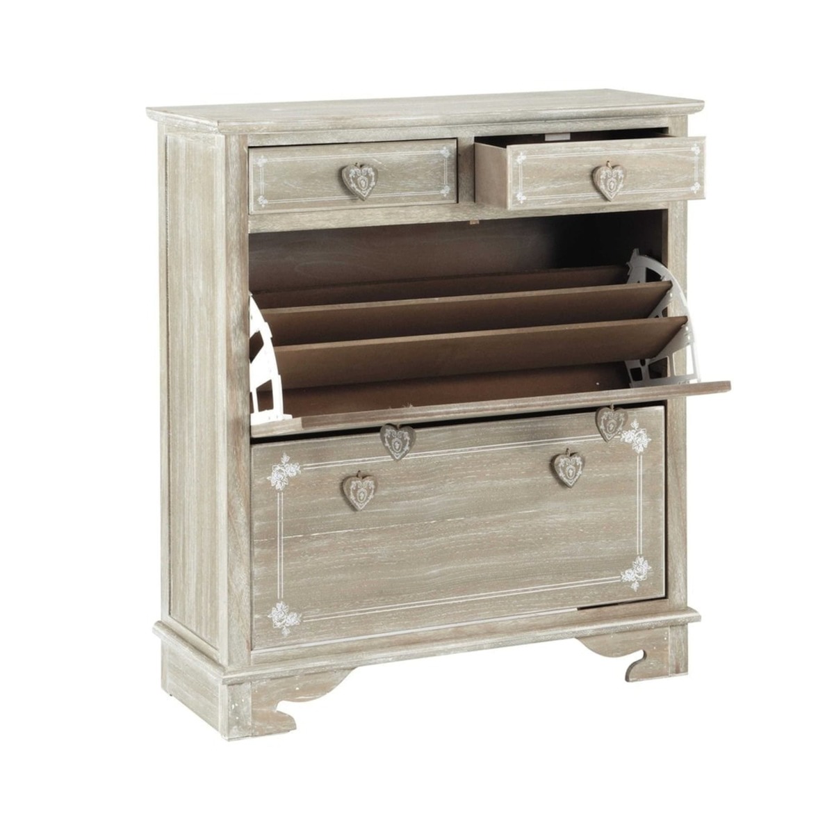 Paulownia wood shoe cabinet W 90cm Camille – image 2